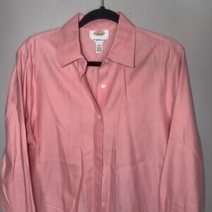 Talbots Wrinkle Resistant Womens Size 12 Pink Patterned Longs Sleeve Button Up